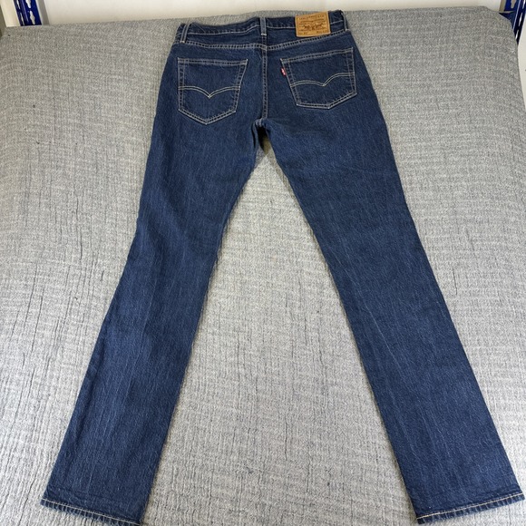 Levi's 511 Jeans 32X34 Mens Dark Blue Jeans Premium Denim BIG E Leather Patch - Picture 6 of 8